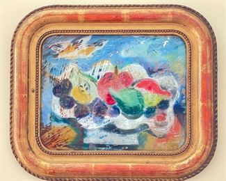 Impressionist Style Fruit Still Life. Signed By French Artist. Measures 8.5" x 10.5." Photo 1 of 2. 