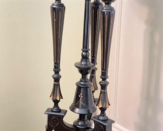 Victorian Ebonized Wood Plant Stand with Marble Top. Measures 30" H x 14" D. Photo 2 of 3. 
