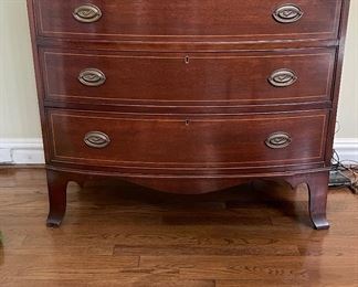 Vintage Reproduction Mahogany 4-Drawer Chest of Drawers. Measures 30"W x  36" H x 18" D. Photo 1 of 3. 