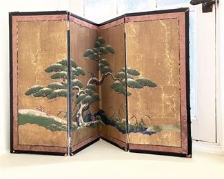 Vintage Japanese Screen of Bonsai Tree. (Needs Repair)