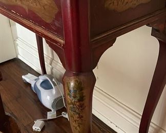 Antique Hand-Painted / Stenciled Vanity & Bench Set. Measures 30" x 14" x 57" H. Photo 4 of 4. 