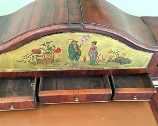 Antique Chinese Chippendale Leather-Top Mahogany Writing Desk with Ball & Claw Feet. Measures 30" W x 16" D x 38" H. Photo 2 of 4. 