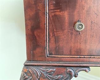 Antique Chinese Chippendale Leather-Top Mahogany Writing Desk with Ball & Claw Feet. Measures 30" W x 16" D x 38" H. Photo 3 of 4. 