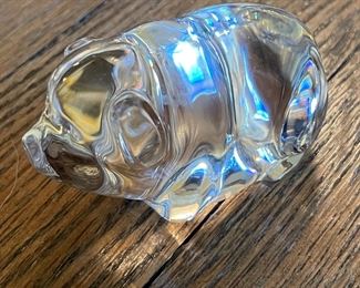 Orrefors Crystal Large Pig. Measures 6" W. 