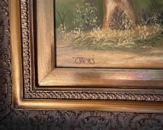 C. James, Zebra Oil Painting on Canvas. Signed. Measures 15.5" x 11." Photo 2 of 2. 