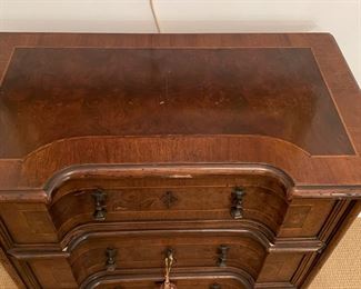 Vintage Italian Faux Drawer Satinwood Banded Cabinet with Cloverleaf Brass Pulls. Measures 29" W x 16" D x 34" H. Photo 2 of 6. 