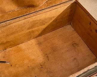 AAntique Hand-Painted Bucolic Equestrian Scene Chest with Glass Top on Stand. Measures 28" W x 19" D x 13.5" H without Stand. Photo 6 of 6. 