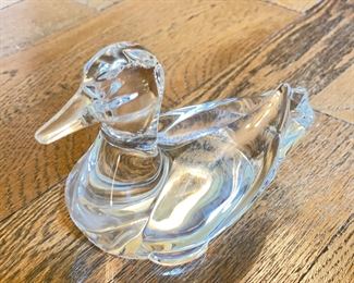 Baccarat Duck Figurine. Measures 5.25" W. 