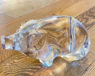 Baccarat Pig Figurine. Measures 2.5" W. 