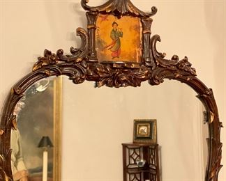 Antique Carved Wood Chinese Chippendale-Style Mirror. Measures 29" W x 47" H. Photo 2 of 4. 