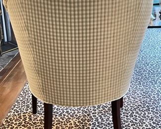 Pair of Green Gingham Upholstered Tufted-Back Barrel Back Chairs. Each Measures 28" W x 39" D. Photo 2 of 4. 