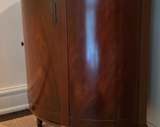 Vintage Imperial Flame Mahogany Demi-Lune Cabinet with Drawer. Measures 26" W x 12" D x 31" H. Photo 2 of 4. 