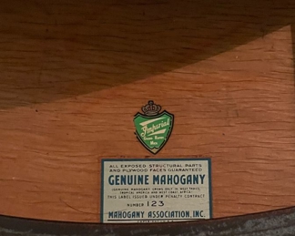 Vintage Imperial Flame Mahogany Demi-Lune Cabinet with Drawer. Measures 26" W x 12" D x 31" H. Photo 4 of 4. 