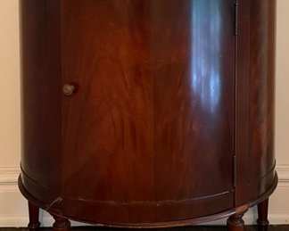 Vintage Imperial Flame Mahogany Demi-Lune Cabinet with Drawer. Measures 26" W x 12" D x 31" H. Photo 1 of 4. 