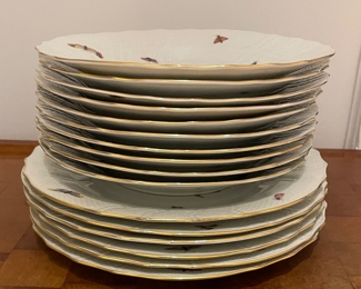 Herend Rothschild Bird China. Set of 8  Dinner & 7 Salad Plates. Photo 2 of 3. 