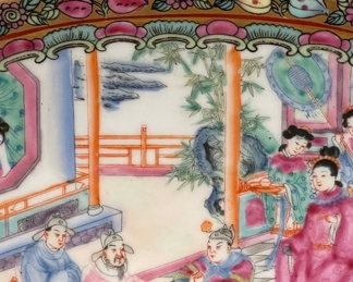 Vintage Famille Rose Medallion Porcelain Platter. Measures 18" D. Photo 2 of 4. 