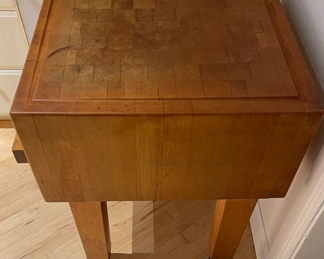 Vintage Adams Butcher Block Carving Table on Casters. Measures 24" x 24" x 35" H. Photo 2 of 3. 