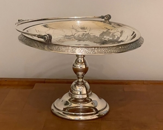 Silver Plate Footed Compote with Handle. Photo 1 of 2. 