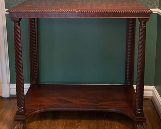 Antique Flame Mahogany Side Table with Barely Twist Edges & Legs and Claw Feet. Measures 37" W x 18" D x 35" H. Photo 1 of 5. 