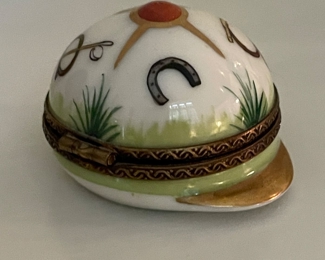 Limoges Equestrian Riding Helmut Pill Box. 