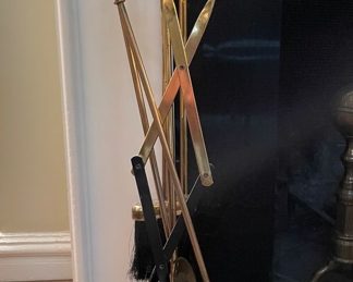 Brass Fireplace Tool Set. 