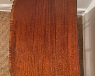 Vintage Mahogany Drop-Leaf Side Table with Fretwork Detailing. Measures 7" D x 26.5" W x 27" H with Sides Down. Each Leaf is 12.5" W.  Photo 4 of 4. 