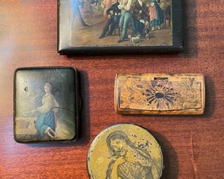 Small Antique Hand-Painted Wood Boxes. Photo 1 of 2.