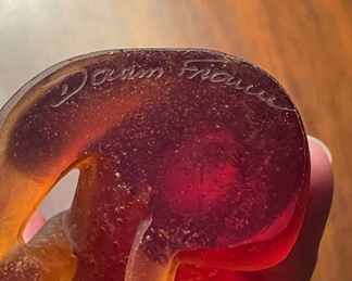 Daum France Crystal Amber Color Dog Figurine. Photo 2 of 2. 