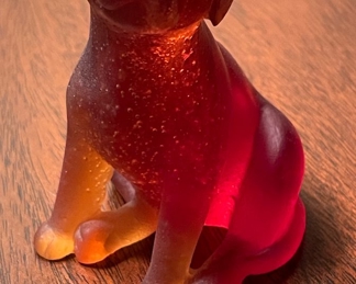 Daum France Crystal Amber-Color Dog Figurine. Photo 1 of 2. 