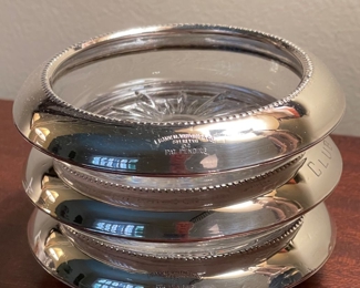 Frank M. Whiting & Company Sterling Silver & Cut Glass Coasters - Set of 3. Photo 1 of 2. 