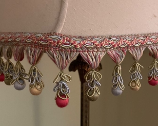 Vintage Neoclassical Style Floor Lamp with Tassel Trim Lamp Shade.   Measures 64" H. Photo 1 of 4. 