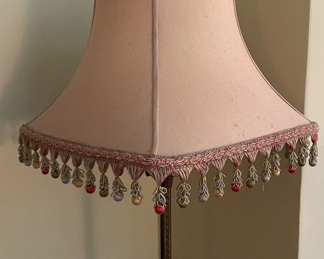 Vintage Neoclassical Style Floor Lamp with Tassel Trim Lamp Shade.   Measures 64" H. Photo 2 of 4. 