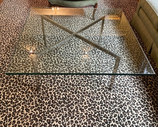 Vintage Barcelona Coffee Table by Mies Van Der Rohe for Knoll with Chrome Base. Measures 40" x 40" x 17" H. Photo 1 of 3. 