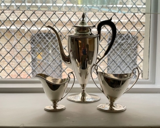 Mid-Century Spaulding Sterling Silver Coffee, Cream & Sugar Set. Photo 2 of 3. 