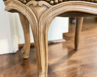 Leather Upholstered Foot Stool with Nailhead Trim. Photo 2 of 3. 