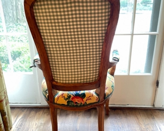 Set of 6 Floral Upholstered Queen Anne Style Dining Chairs - 2 Arm Chairs & 4 Side Chairs.  Seat Height 18". Photo 5 of 5. 