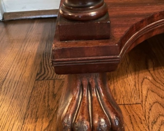 Antique Flame Mahogany Side Table with Barely Twist Edges & Legs and Claw Feet. Measures 37" W x 18" D x 35" H. Photo 5 of 5. 