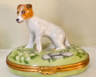 Limoges Dog Pill Box. 