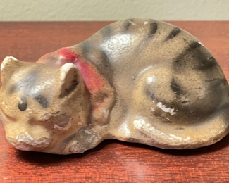 Chalkware Cat Figurine. 