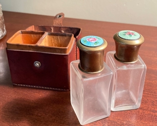 Perfume Bottles in Leather Case. Photo 2 of 3. 