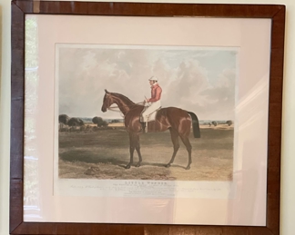 Set of 4 Antique Hand-Painted Etchings (Sold as Set or Individually). Mango - Winner of the Great St. Leger Stakes in 1837; Touchstone - Winner of the Great St. Leger Stakes in 1834, Don John - Winner of the Great St. Leger Stakes in 1838; Little Wonder - Winner of the Great St. Leger Stakes in 1840. Photo 3 of 7. 