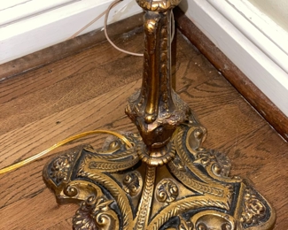 Vintage Neoclassical Style Floor Lamp with Tassel Trim Lamp Shade.   Measures 64" H. Photo 4 of 4. 