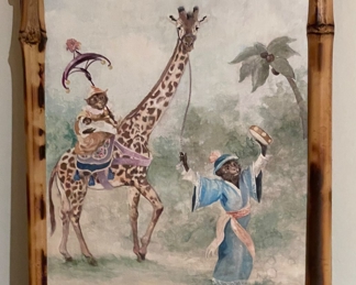 Monkey Print in Burnt Bamboo Frame - 2 Available. Measures 5" x 7". Photo 1 of 2. 