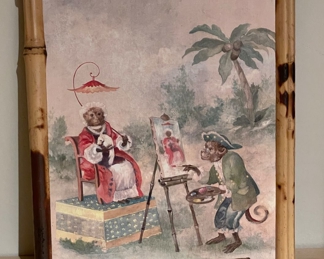 Monkey Print in Burnt Bamboo Frame - 2 Available. Measures 5" x 7". Photo 2 of 2. 