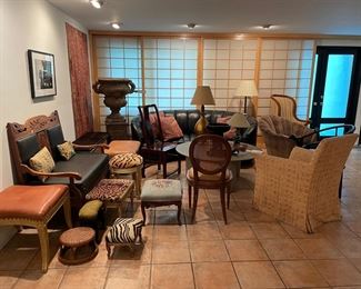 5 Shoji screens on tracks. Can provide person to remove, deliver and reinstall. If you prefer less than all 5 that can be accommodated and the track can be cut to size. Each one is 45.5" x 87". $850 if you take all. The sell for $500 each. OBO