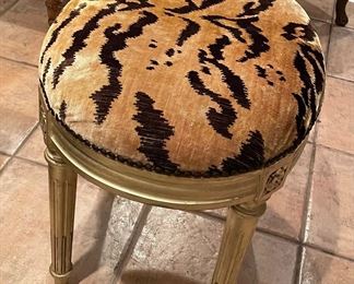 Tiger and gold stool 1'8" wide x 18" tall $135