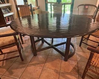 6 Old Hickory Chairs. Retail for $350 ea. We are selling for $135 ea if you take all 6, or $150 each if you take 2 or 4. Gorgeous pristine dining table with expensive custom finish $1,500 5'6" x 4'5".