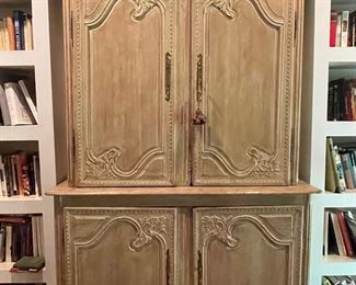 Large armoire purchased at Dennis and Leen. 7'8" x 4'7". Bottom cabinet and 2 shelves, top cabinet has 3 shelves. $2,500 OBO