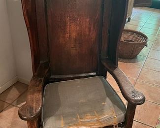 Antique high back chair $80. Needs new cushion. Very comfortable chair.