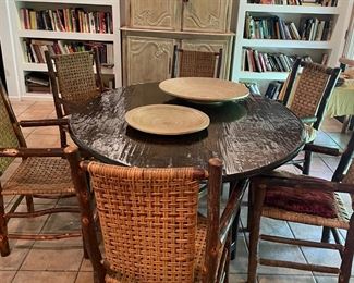 6 Old Hickory Chairs. Retail for $350 ea. We are selling for $135 ea if you take all 6, or $150 each if you take 2 or 4. Gorgeous pristine dining table with expensive custom finish $1,500 5'6" x 4'5".